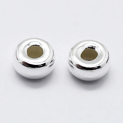 Silver 925 Sterling Silver Beads, Rondelle, Silver, 3x1.7mm, Hole: 1mm