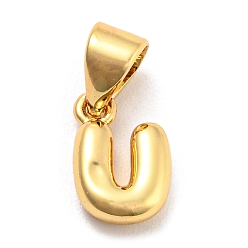 Letter U Brass Charms, Real 18K Gold Plated, Long-Lasting Plated, Lead Free & Cadmium Free, Letter Charm, Letter U, 9.5x6.5x2.5mm, Hole: 5x3.5mm