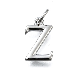 Letter Z Латунные подвески, с целью перехода в кольце, долговечный, без свинца и без кадмия, стойки покрытие, платина, Письмо Z, 12x8x2 мм, отверстие : 3 мм