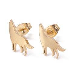 Golden Wolf 304 Stainless Steel Stud Earrings for Women, Golden, 11x11mm, Pin: 0.7mm