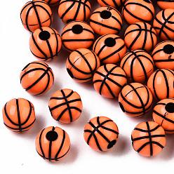 Coral Craft Style Acrylic Beads, Basketball, Coral, 11.5~12x10.5mm, Hole: 3.5~4mm, about 600pcs/500g