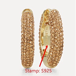 Золотой 925 серьги из серебра из серебра, с полимерной глиной и горным хрусталем, золотые, 16x5 мм, штифты : 0.75 мм