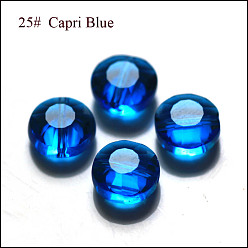 Dodger Blue Imitation Austrian Crystal Beads, Grade AAA, Faceted, Flat Round, Dodger Blue, 6x3.5mm, Hole: 0.7~0.9mm
