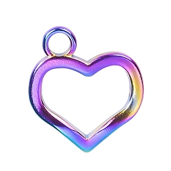 Rainbow Color 304 подвески из нержавеющей стали, шарма сердца, Радуга цветов, 20x18x2 мм, отверстие : 3 мм