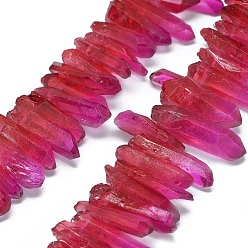 FireBrick Natural Dyed Quartz Pointed Beads Strands, Two Tone Color, Bullet, Top Drilled Beads, FireBrick, 19~35x5~11mm, Hole: 1mm, about 59~64pcs/strand, 13.7~14.1 inch(35~36cm)