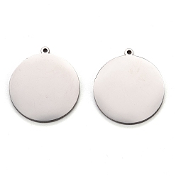 Stainless Steel Color 304 Stainless Steel Pendants, Stamping Blank Tag, Flat Round, Stainless Steel Color, 21x19x2mm, Hole: 1mm