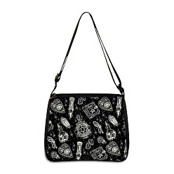 Heart Polyester Bag, Gothic Style Adjustable Shoulder Bag for Wiccan Lovers, Heart, 24x20cm