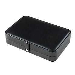 Black Imitation Leather Box, Jewelry Organizer, for Necklaces, Rings, Earrings and Pendants, Rectangle, Black, 21x14.5x4.5cm