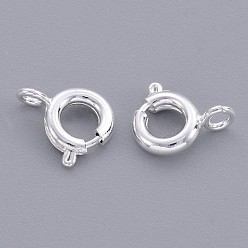Plata Cierres de anillo de resorte de latón, componentes de la joyería, plata, 6 mm, agujero: 1.5 mm