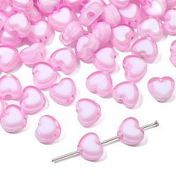 Pearl Pink Acrylic Bicolor Heart Beads, for DIY Bracelet Necklace Handmade Jewelry Accessories, Pearl Pink, 8x7mm, Hole: 2mm