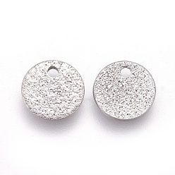 Stainless Steel Color 304 Stainless Steel Charms, Textured, Flat Round with Bumpy, Stainless Steel Color, 8x1mm, Hole: 1.2mm