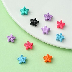 Mixed Color Spray Painted Alloy Beads, Starfish, Mixed Color, 10.8x10.2x5.5mm, Hole: 2mm