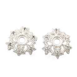 Серебро Звездные латунные колпачки с микропаве из кубического циркония, стойки покрытие, долговечный, без свинца и без кадмия, серебряные, 11.5x3.5 мм, отверстие : 2.5 мм