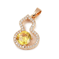 Золотистый Латунные микро проложить кубического циркония подвески, тыквенные прелести, долговечный, без свинца и без кадмия, золотые, 26x14.5x6 мм, отверстие : 3.5x2 мм