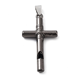 Черный Цвет Металла Подвески из сплава , крест прелести, металлический черный , 46.5x25.5x6 мм, отверстие : 8x4.5 мм