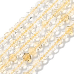 Citrine Natural Citrine Beads Strands, Faceted, Round, 4mm, Hole: 0.6mm, about 106pcs/strand, 15.35 inch(39cm)