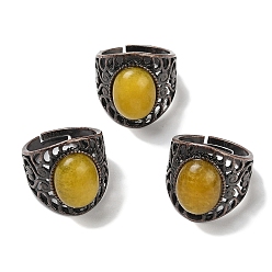 Нефрит Овальные регулируемые кольца из натурального нефрита, без свинца и без кадмия, латунные кольца на палец с красной медью для женщин и мужчин, 24.4 мм, внутренний диаметр: 19.2 мм