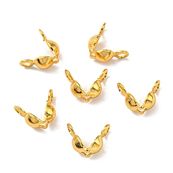 Real 18K Gold Plated Brass Bead Tips, Cadmium Free & Lead Free, Real 18K Gold Plated, 8x4mm, Hole: 1.4mm