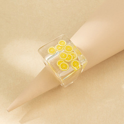 18402 Lemon Шикарное минималистичное кольцо из акриловой смолы с четким дизайном и винтажным французским стилем., украшенные сверкающими драгоценными камнями – креативные женские украшения