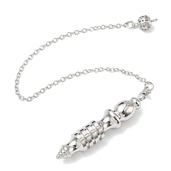 Платина Латунные маятники для лозоходства в форме большой пули, с цепью, стойки покрытие, платина, 242 мм, отверстие : 1.8 мм