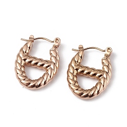 Розовое Золото Ионное покрытие (ip) 304 овальные серьги-кольца из нержавеющей стали для женщин, розовое золото , 21x16x3.5 мм, штифты : 0.6 мм