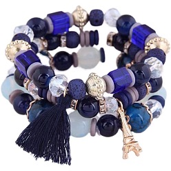 1# Metal Tower Tassel Candy Bead Multi-layer Fashion Bracelet for Chic Style