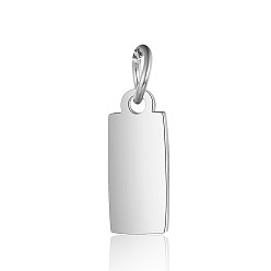 Stainless Steel Color 201 Stainless Steel Pendants, Manual Polishing, Rectangle, Stamping Blank Tag, Stainless Steel Color, 10x4x1mm, Hole: 2.5mm
