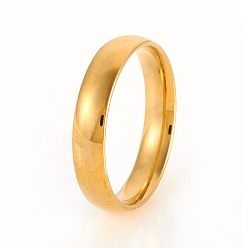 Золотой 201 кольца плоские из нержавеющей стали, золотые, Размер 7, внутренний диаметр: 17 мм, 4 мм