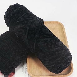 Black Wool Chenille Yarn, Velvet Hand Knitting Threads, for Baby Sweater Scarf Fabric Needlework Craft, Black, 3mm, about 87.49 Yards(80m)/Skein