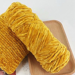 Gold Wool Chenille Yarn, Velvet Hand Knitting Threads, for Baby Sweater Scarf Fabric Needlework Craft, Gold, 3mm, about 87.49 Yards(80m)/Skein