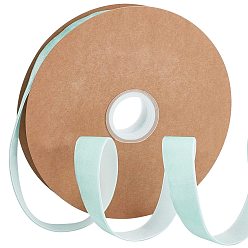 Pale Turquoise Flocking Ribbon, Single Side, for Gift Packing, Party Decoration, Pale Turquoise, 25x1.3mm, 20yard/roll