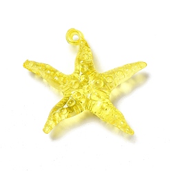 Желтый Прозрачные акриловые подвески, очарование морской звезды, желтые, 40x44x9.5 мм, отверстие : 2.2 мм, Около 150 шт / 500 г