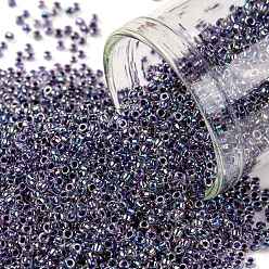 (774) Dark Purple Lined Crystal Rainbow Круглые бусины toho, японский бисер, (774) темно-фиолетовая кристальная радуга, 15/0, 1.5 мм, отверстие : 0.7 мм, Около 3000 шт / 10 г
