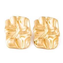 Rectangle Ионное покрытие (ip) 304 серьги-гвоздики из нержавеющей стали для женщин, золотые, прямоугольные, 31.5x22.5 мм