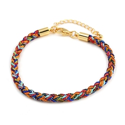 Разноцветный 4браслеты из плетеного нейлонового шнура толщиной ⅛ дюйма, с латунными выводами и 304 застежками из лобстера из нержавеющей стали, долговечный, золотые, красочный, 7-3/4 дюйм (19.7 см)