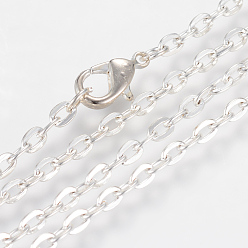 Plata Fabricación de collar de cadenas de cable de hierro, con broches de langosta, sin soldar, el color plateado de plata, 17.7 pulgada (45 cm)