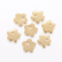 Golden 304 Stainless Steel Charms, Flower, Golden, 7x7x1mm, Hole: 1mm