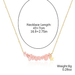N2303-3 Pink Minimalist Colorful Stone Pendant Necklace for Women - Versatile Natural Gemstone Chain Jewelry