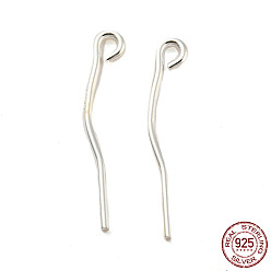Silver 925 Sterling Silver Eye Pins, with S925 Stamp, Silver, 21 Gauge, 15x2.5mm, Hole: 1mm, Pin: 0.7mm