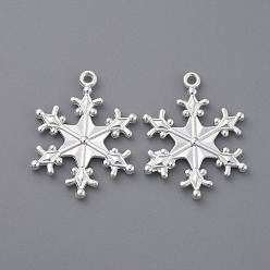 Silver Zinc Tibetan Style Alloy Pendants, Snowflake Pendants, Charms for Christmas Day Gift Making, Lead Free and Cadmium Free, Silver Color Plated, about 29mm long, 22mm wide, 3mm thick, hole: 2mm