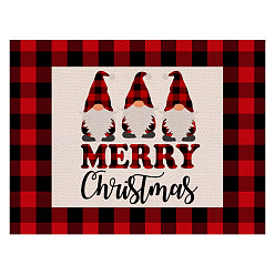 Gnome Christmas Theme Linen Insulation Pad, Restaurant Western Placemat, Rectangle, Gnome, 320x450mm