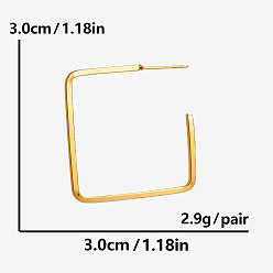 Золотой Стильные 304 квадратные серьги-гвоздики из нержавеющей стали, золотые, 30x30 мм