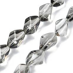 Серый Нити прозрачных стеклянных бусин с жемчужным покрытием, гальваническим покрытием, самородки, серые, 22x12.5x15 мм, отверстие : 1.4 мм, около 30 шт / нитка, 25.20'' (64 см)