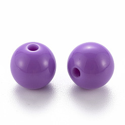 Dark Orchid Opaque Acrylic Beads, Round, Dark Orchid, 12x11mm, Hole: 1.8mm, about 566pcs/500g