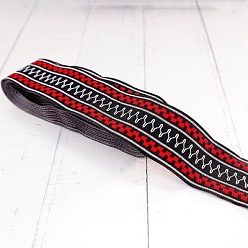 Stripe 5M Ethnic Style Polycotton Embroidery Ribbon, Garment Accessories, Flat, Stripe, 2 inch(50mm), about 5.47 Yards(5m)/Roll