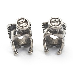 Antique Silver 304 Stainless Steel European Beads, Large Hole Beads, Angel, Antique Silver, 12.5x9x10mm, Hole: 5.5x6mm