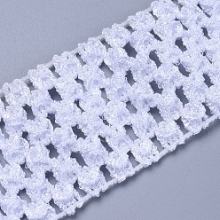 White Elastic Lace Trim, Polyester Ribbon, White, 40x1.5mm, 10m/roll
