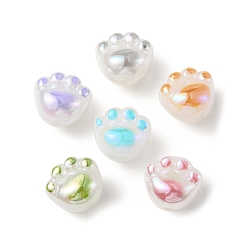 Mixed Color UV Plating Acrylic Beads, Iridescent, Cat Paw, Mixed Color, 11x12x9mm, Hole: 1.8mm