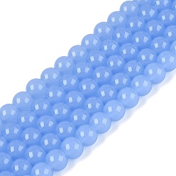 Васильковый Стеклянные бусины, имитация нефрита , круглые, васильковый, 6~6.5 мм, отверстие : 1.4 мм, около 67~70 шт / нитка, 14.76 дюйм ~ 15.16 дюйм (37.5~38.5 см)