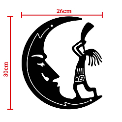 Electrophoresis Black Iron Wall Mounted Hook Hangers, Decorative Organizer Rack, with Iron Screws & Plastic Plug, for Bag Clothes Key Scarf Hanging Holder, Moon with Human, Electrophoresis Black, 30x26cm